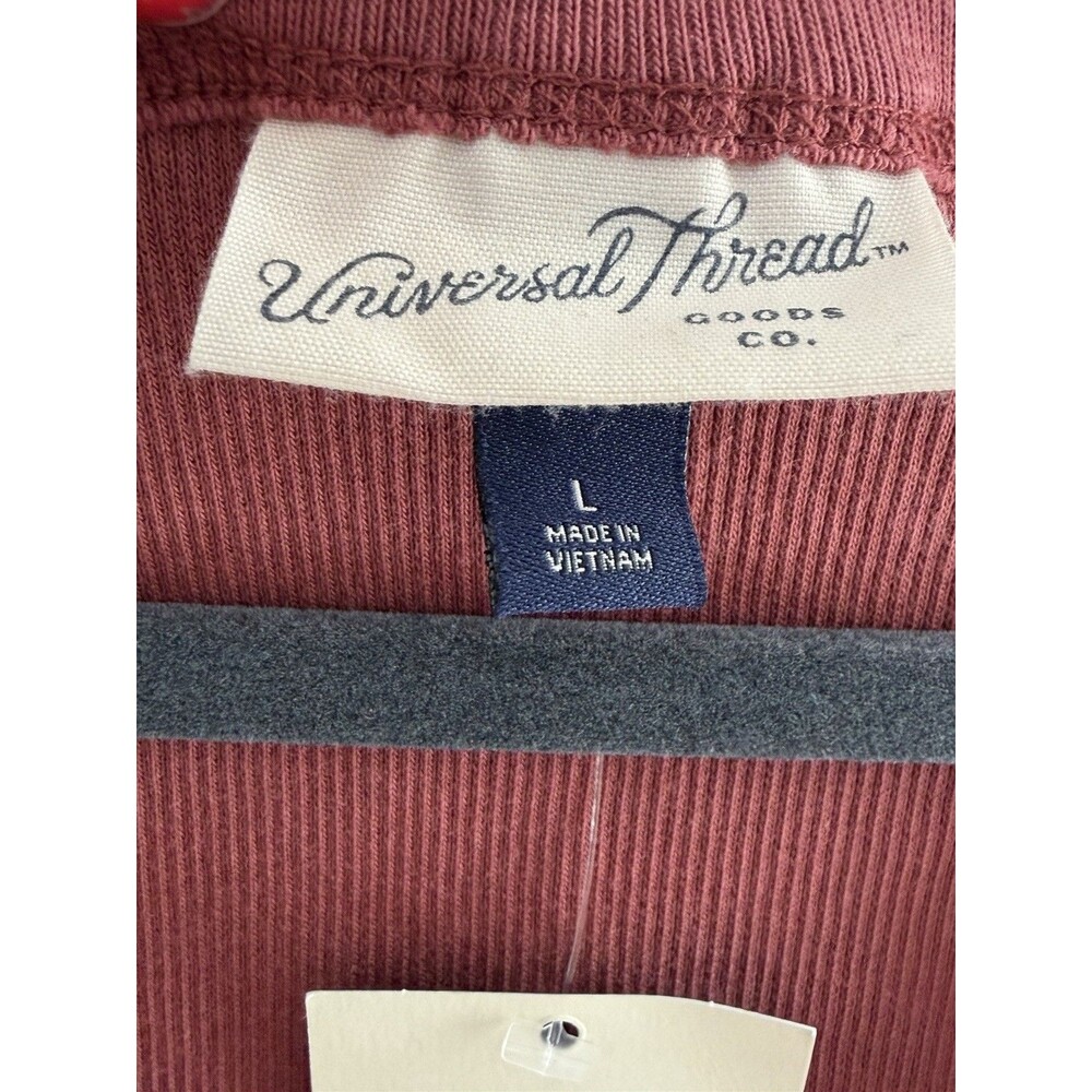 Universal Thread Ribbed Button Front Short Sleeve Top Rust Large NWT - Picture 3 of 9